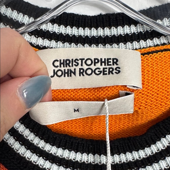 NWT Christopher John Rogers striped knit crop short sleeve baby tee size medium - Picture 4 of 8